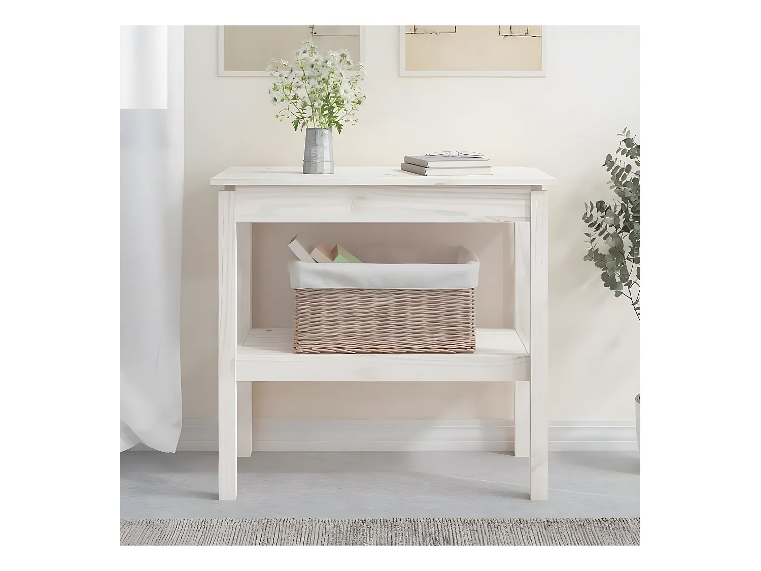 Table console Blanc 80x40x75 cm Bois de pin solide GHR13751