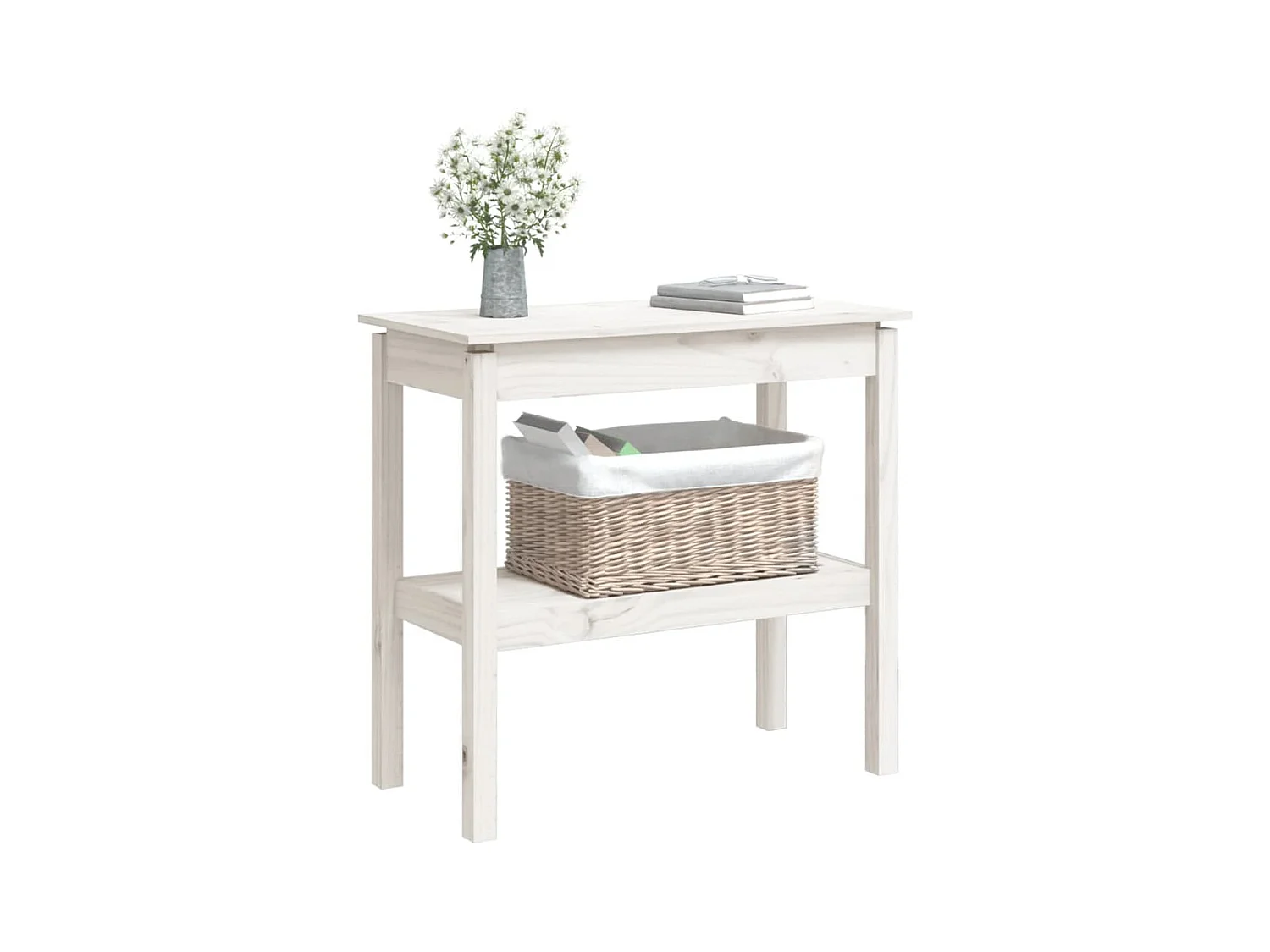 Konsolentisch,Flurtisch Weiß 80x40x75 cm Massivholz Kiefer -gkd307316