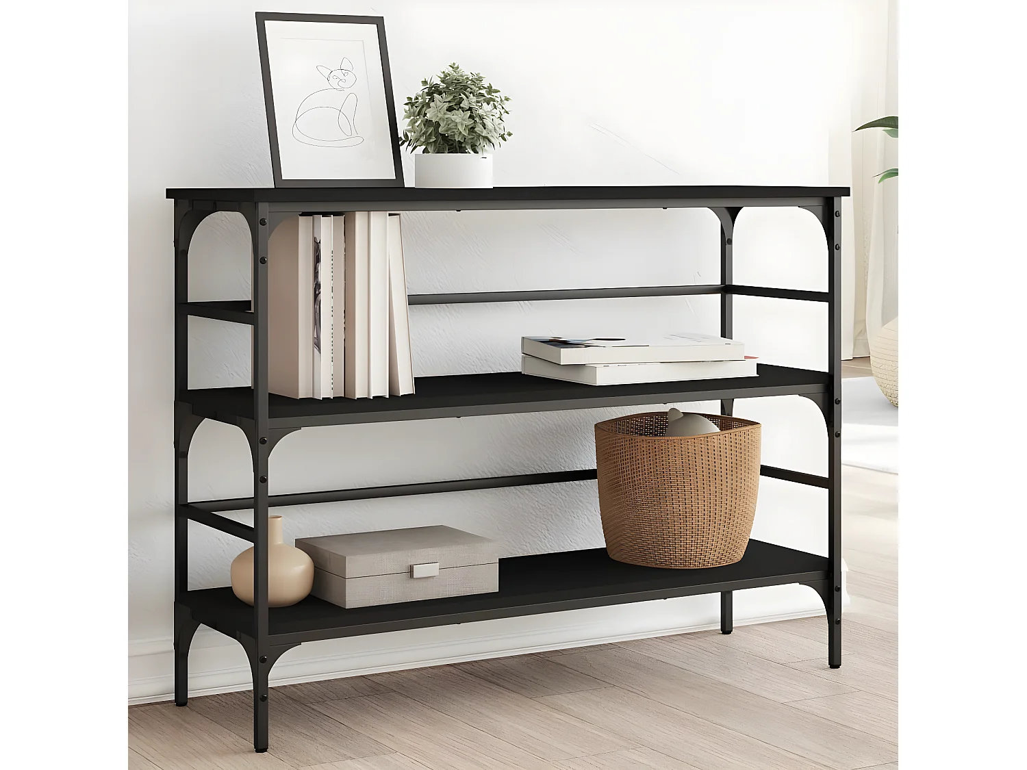 Table console noir 100x32x75 cm bois d'ingénierie GHR26956