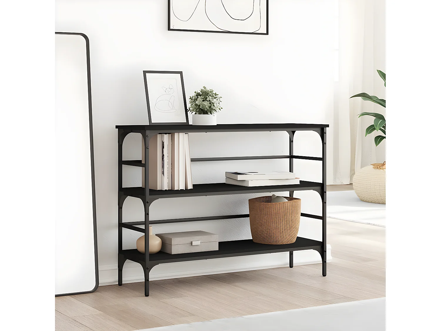 Table console noir 100x32x75 cm bois d'ingénierie GHR26956