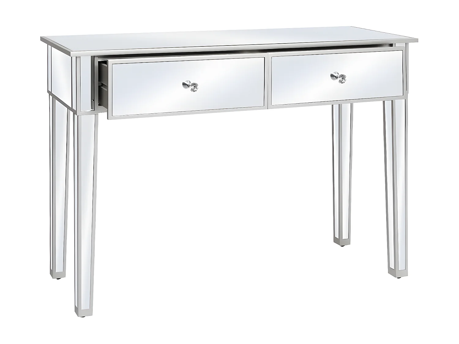 Table console miroir MDF et verre 106,5 x 38 x 76,5 cm GHR79108