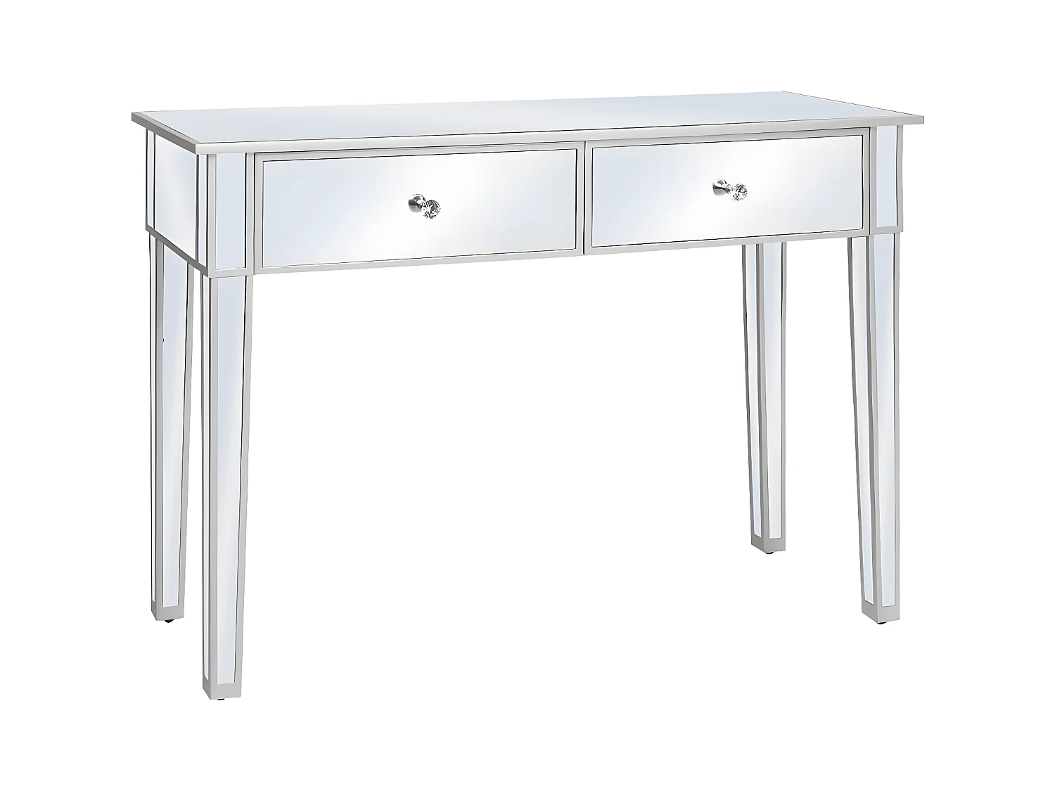 Table console miroir MDF et verre 106,5 x 38 x 76,5 cm GHR79108