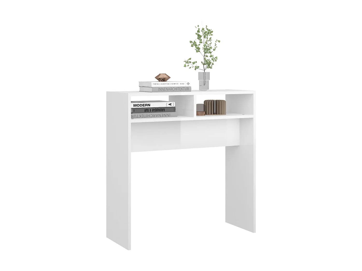 Table console Blanc brillant 78x30x80 cm Aggloméré GHR60700