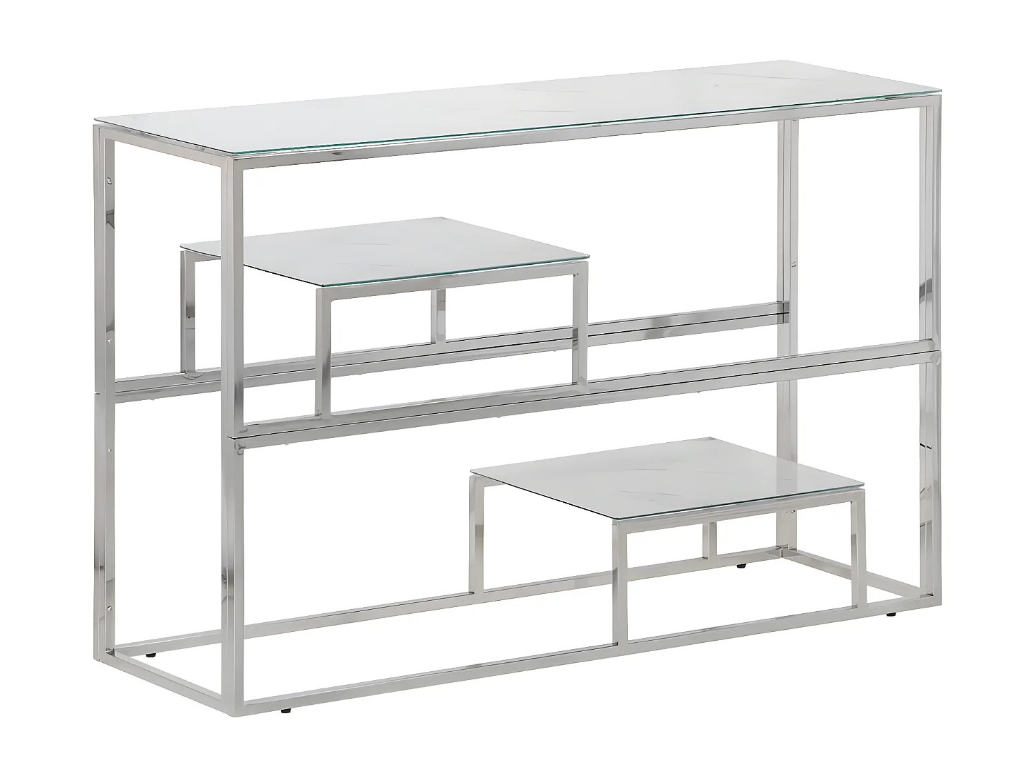 Table console argenté acier inoxydable et verre trempé GHR90180
