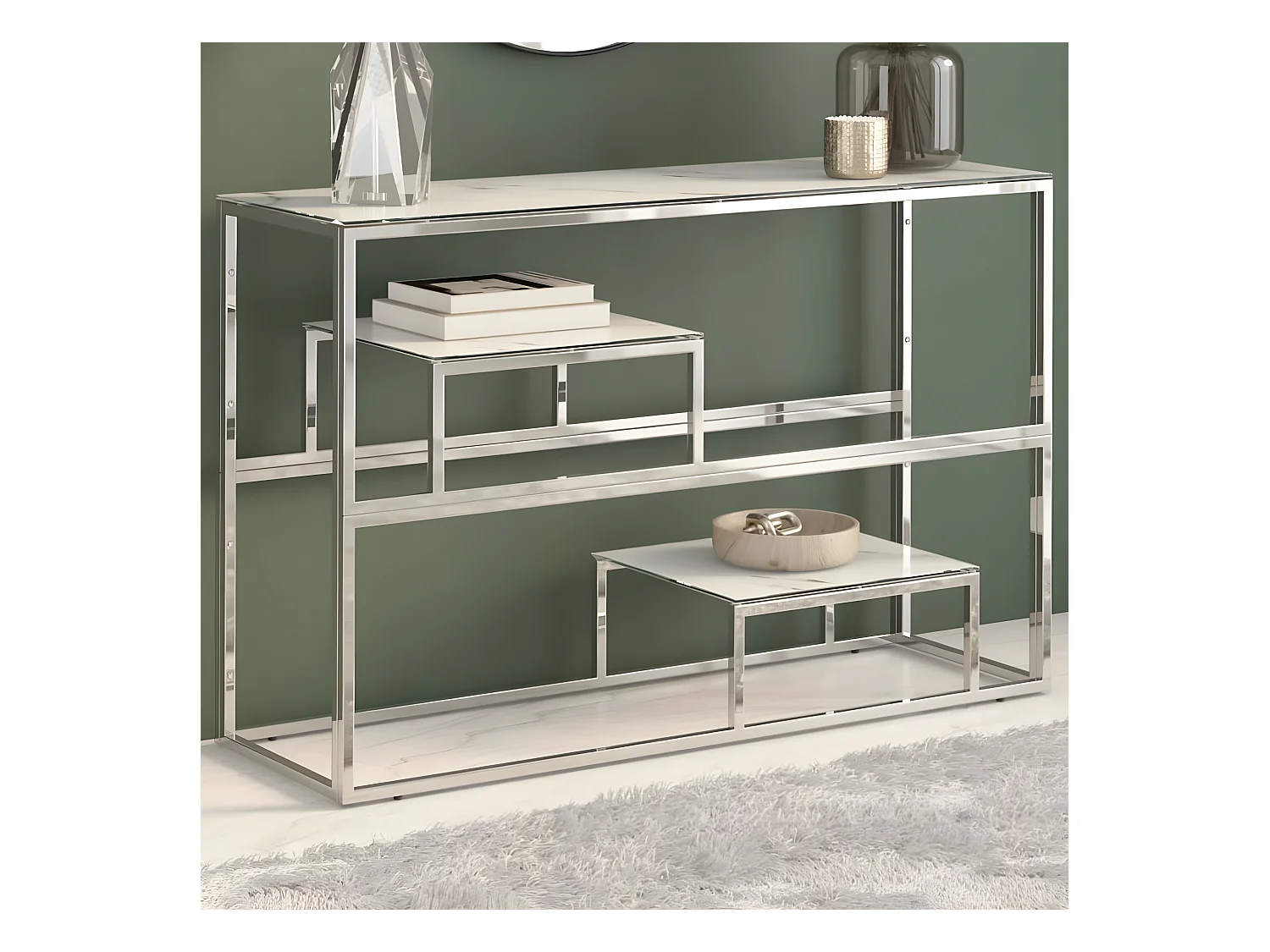 Wandtafel roestvrijstaal en gehard glas zilverkleurig NL837907