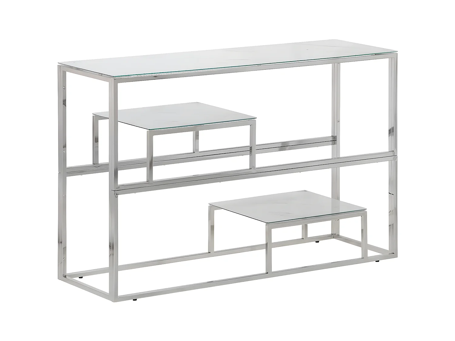 Table console argenté acier inoxydable et verre trempé GHR90180