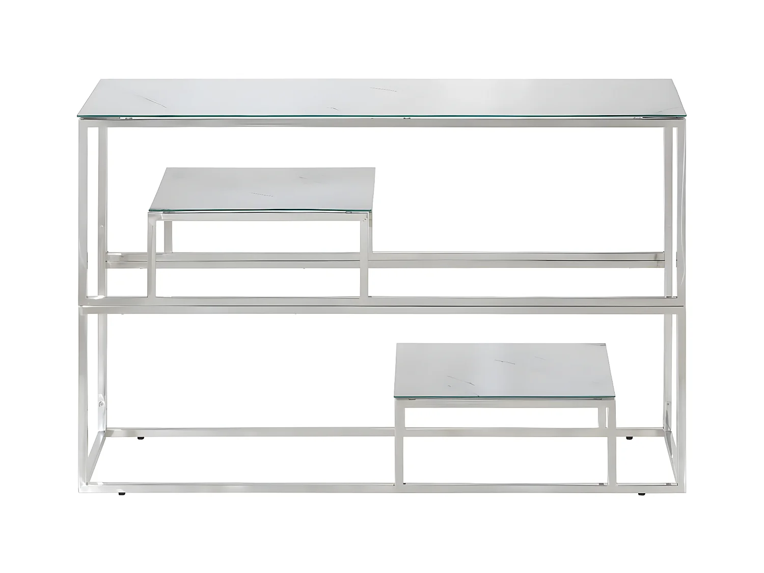 Table console argenté acier inoxydable et verre trempé GHR90180