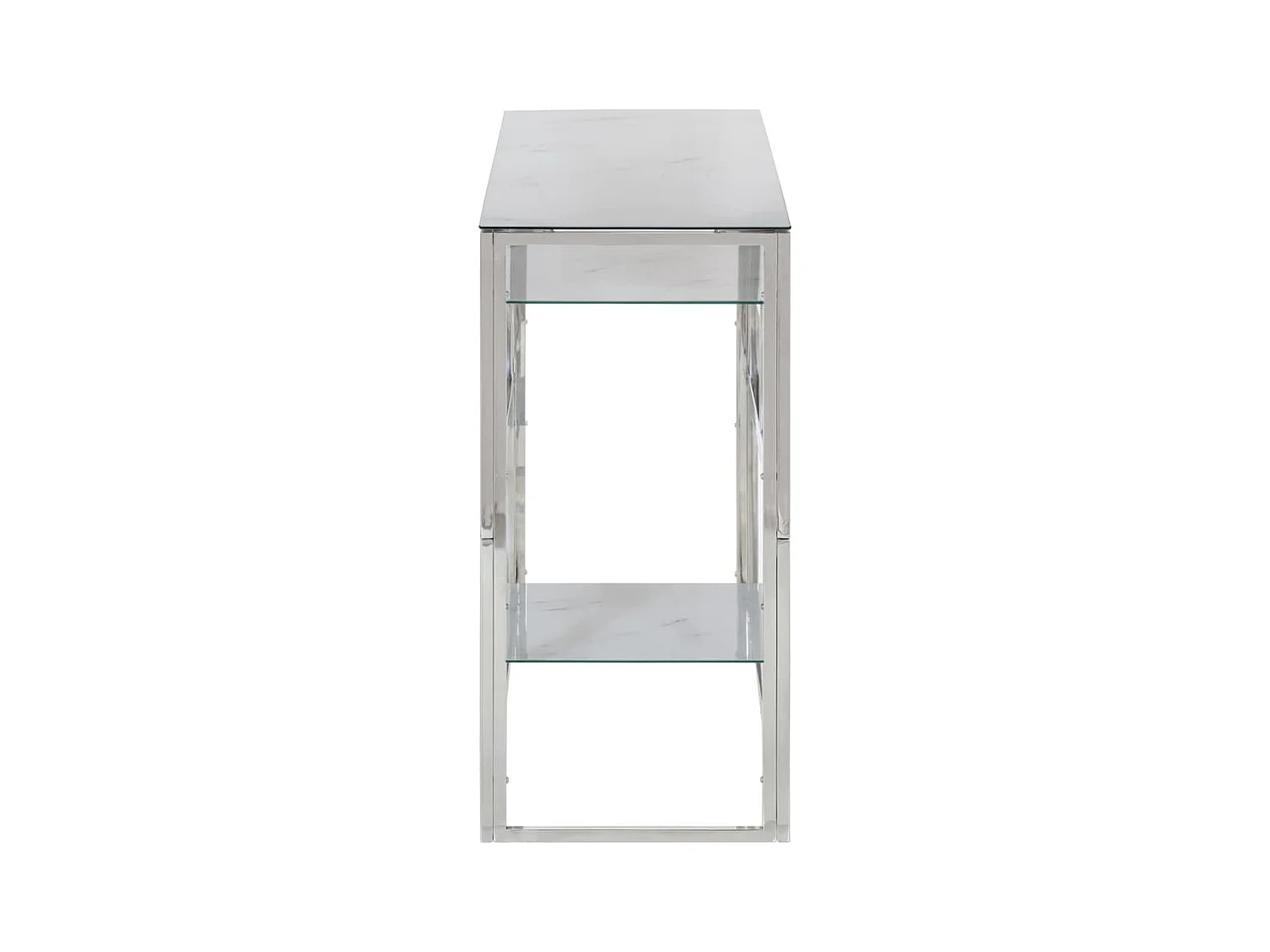 Table console argenté acier inoxydable et verre trempé GHR90180