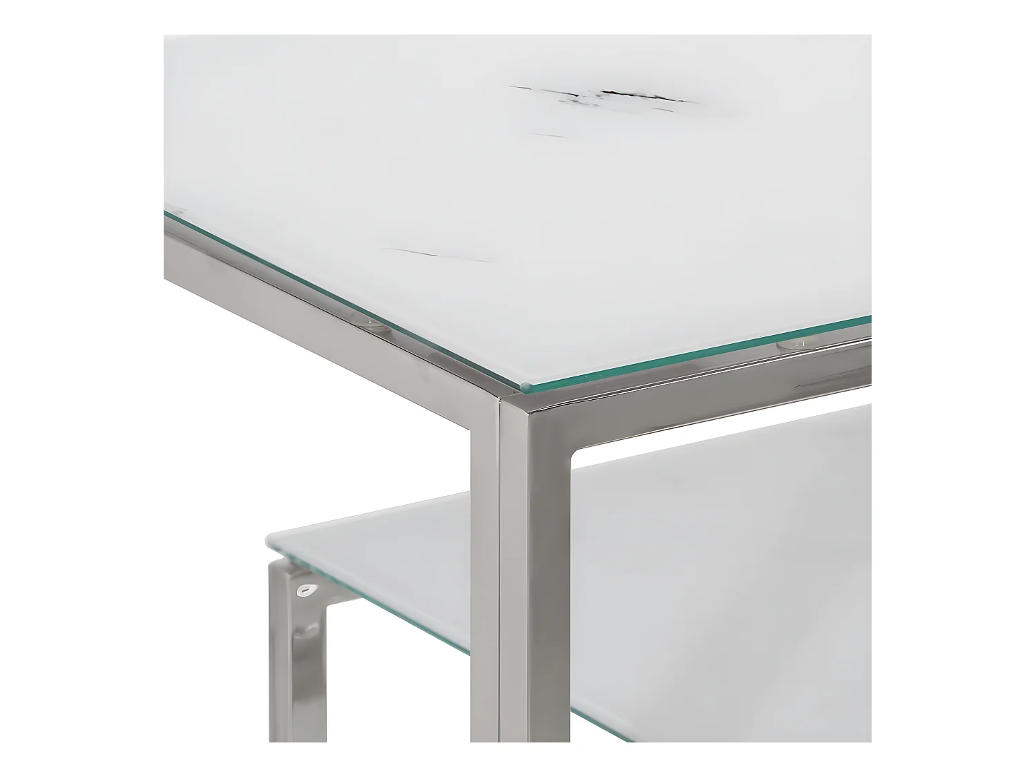 Table console argenté acier inoxydable et verre trempé GHR90180