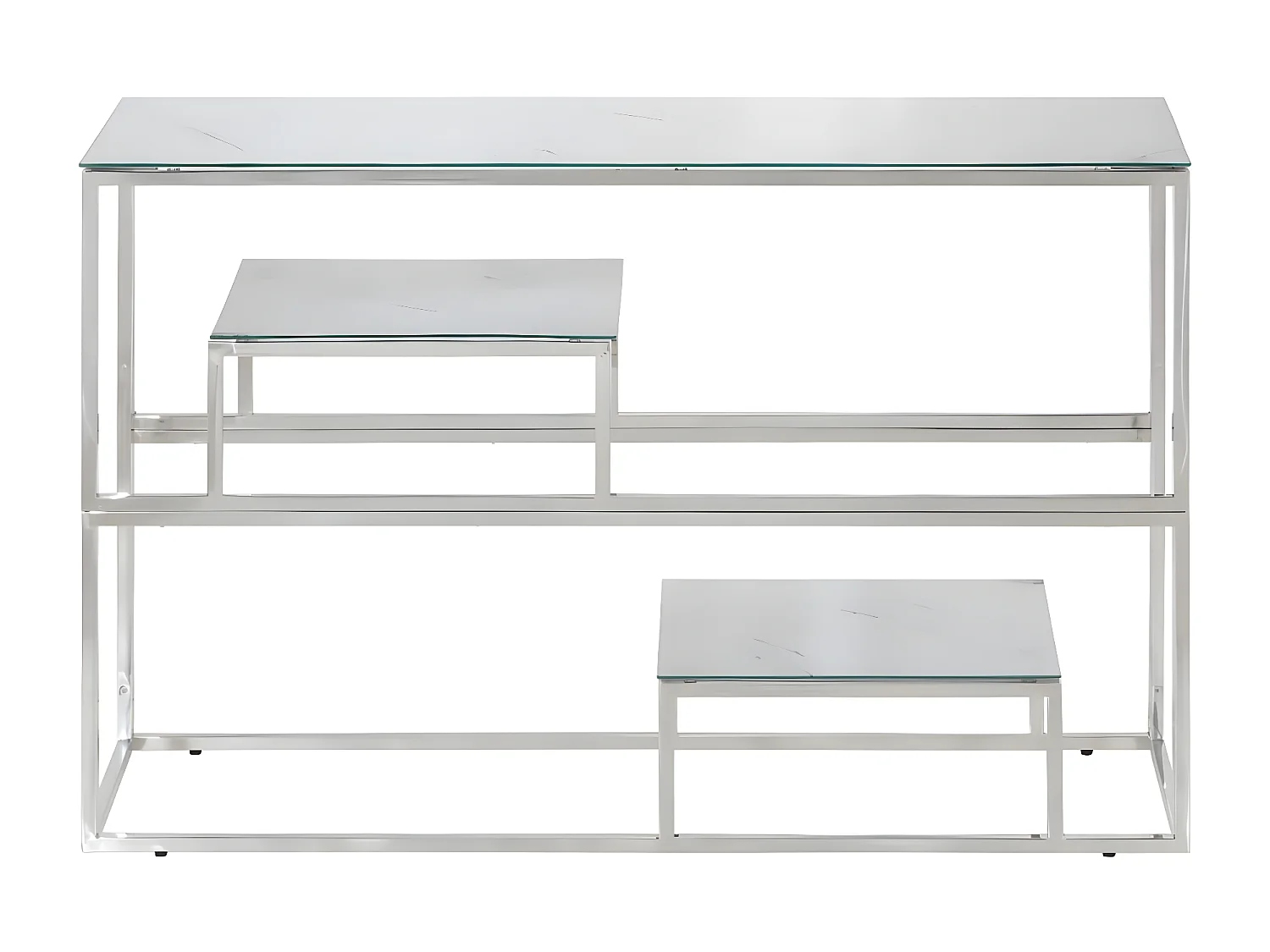 Table console argenté acier inoxydable et verre trempé GHR90180