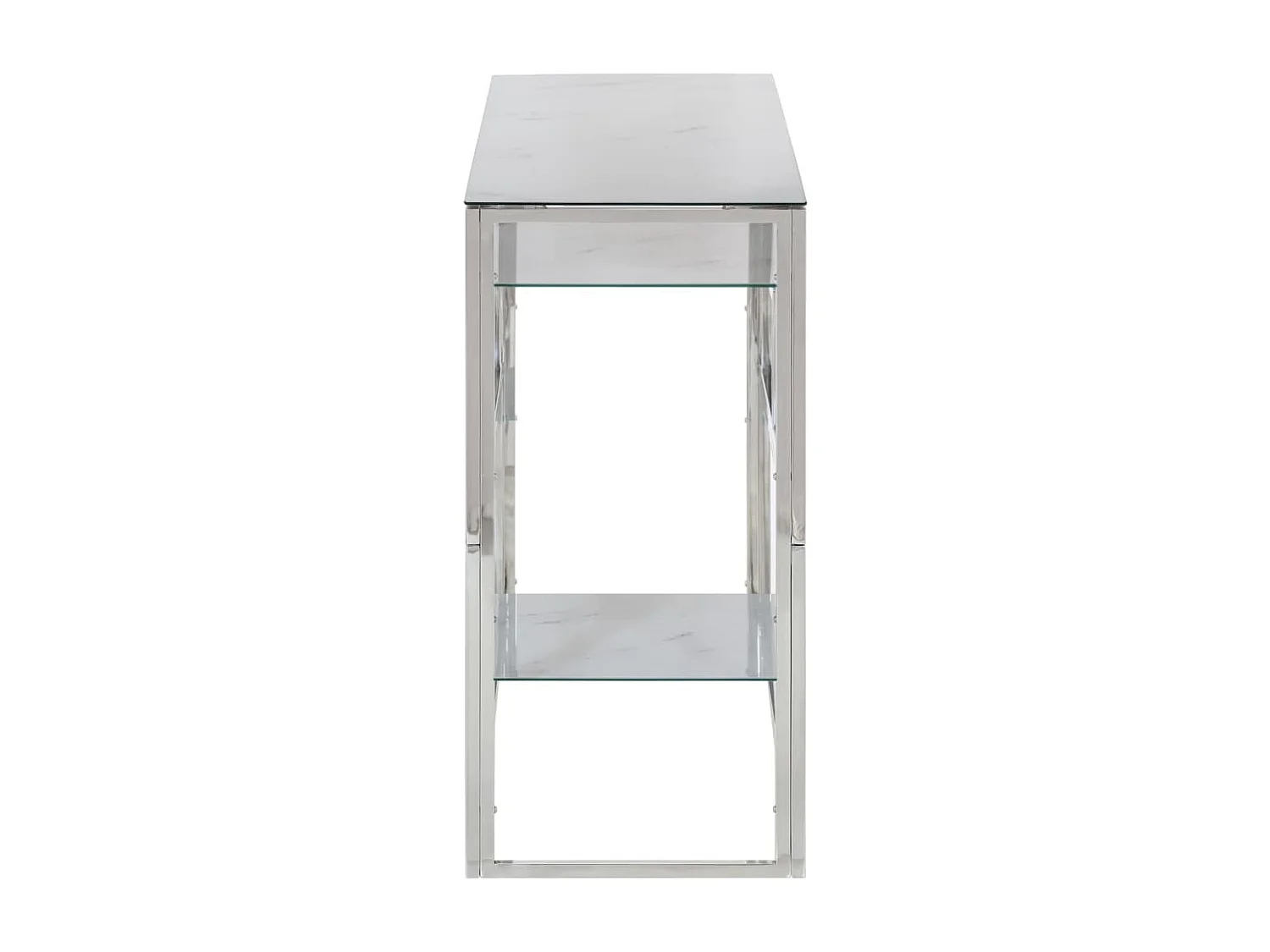 Table console argenté acier inoxydable et verre trempé GHR90180