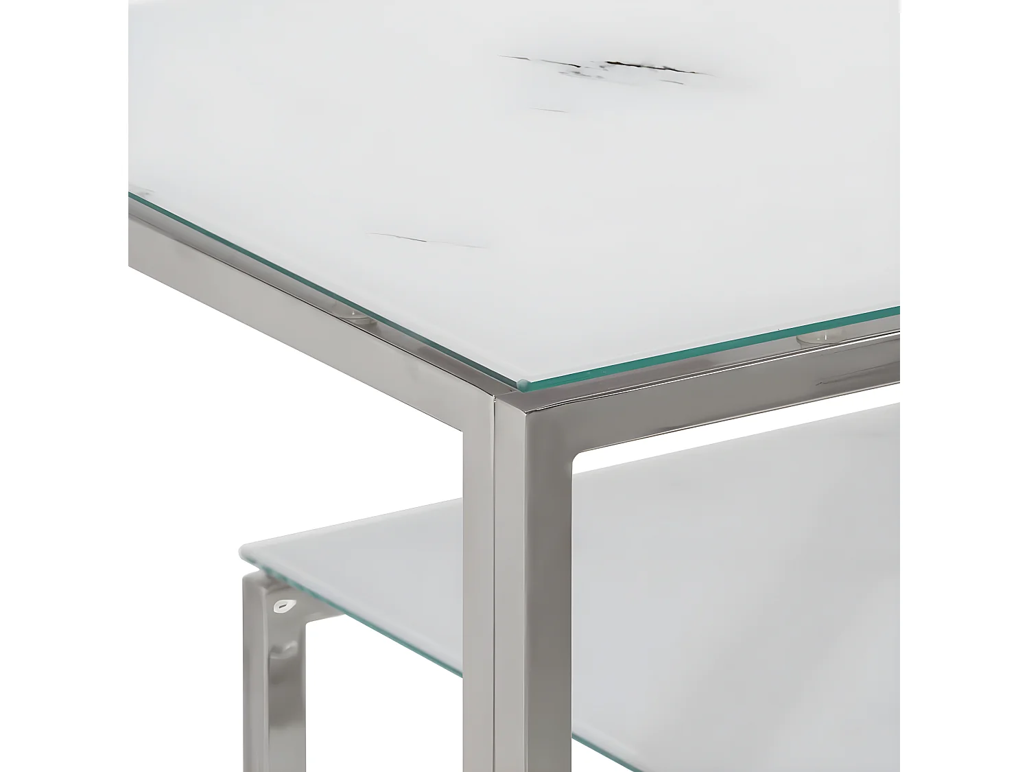 Table console argenté acier inoxydable et verre trempé GHR90180