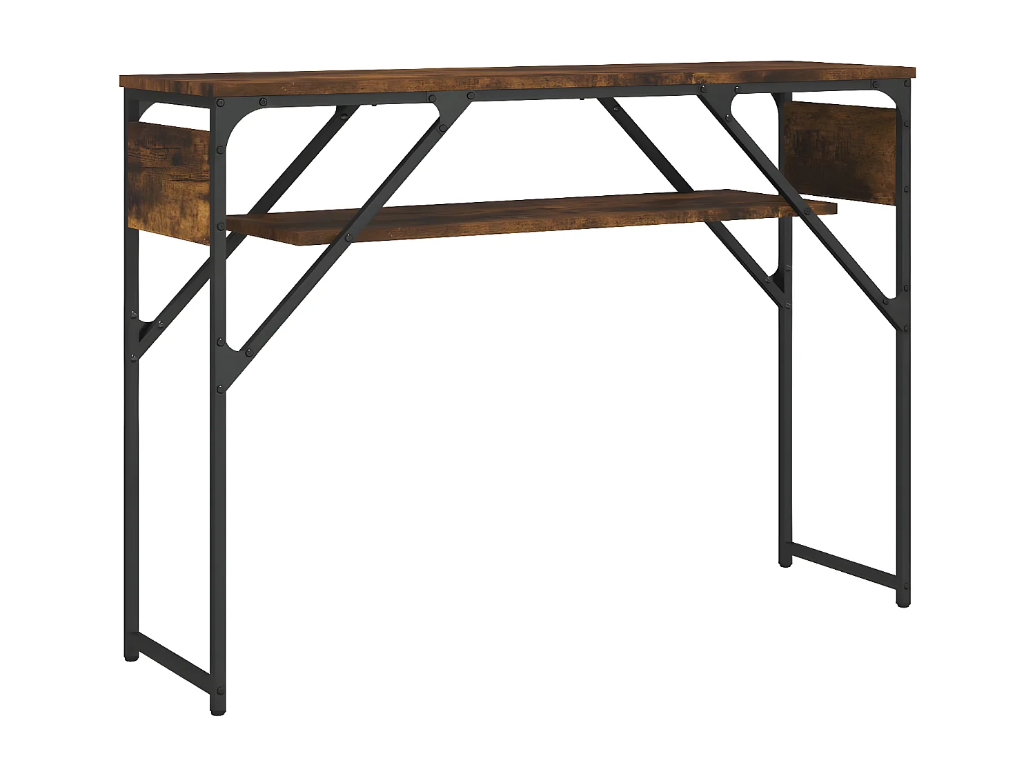 Table console avec étagère chêne fumé 105x30x75 cm GHR12988