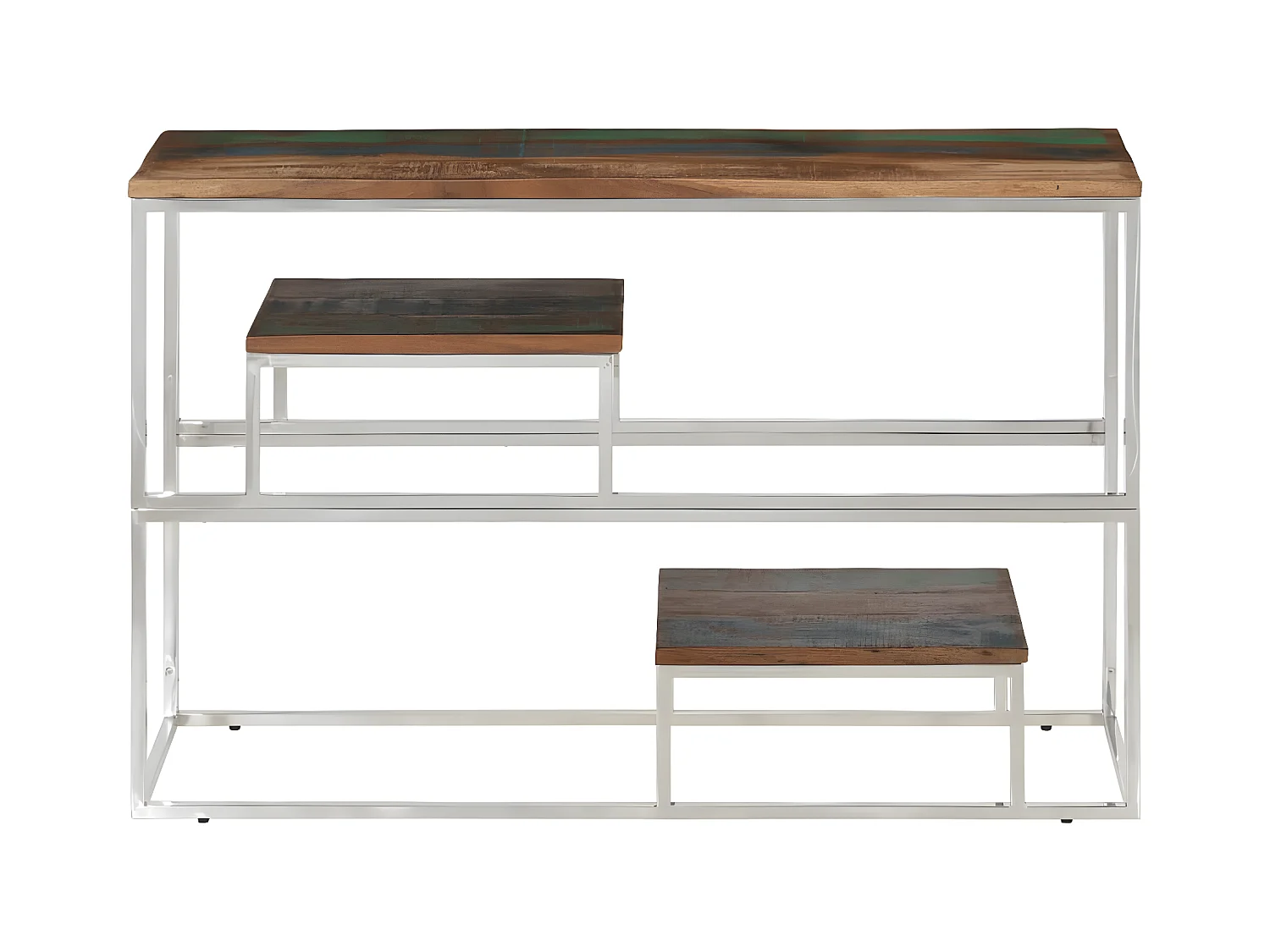 Konsolentisch,Flurtisch Silbern Edelstahl und Altholz Massiv -gkd216581