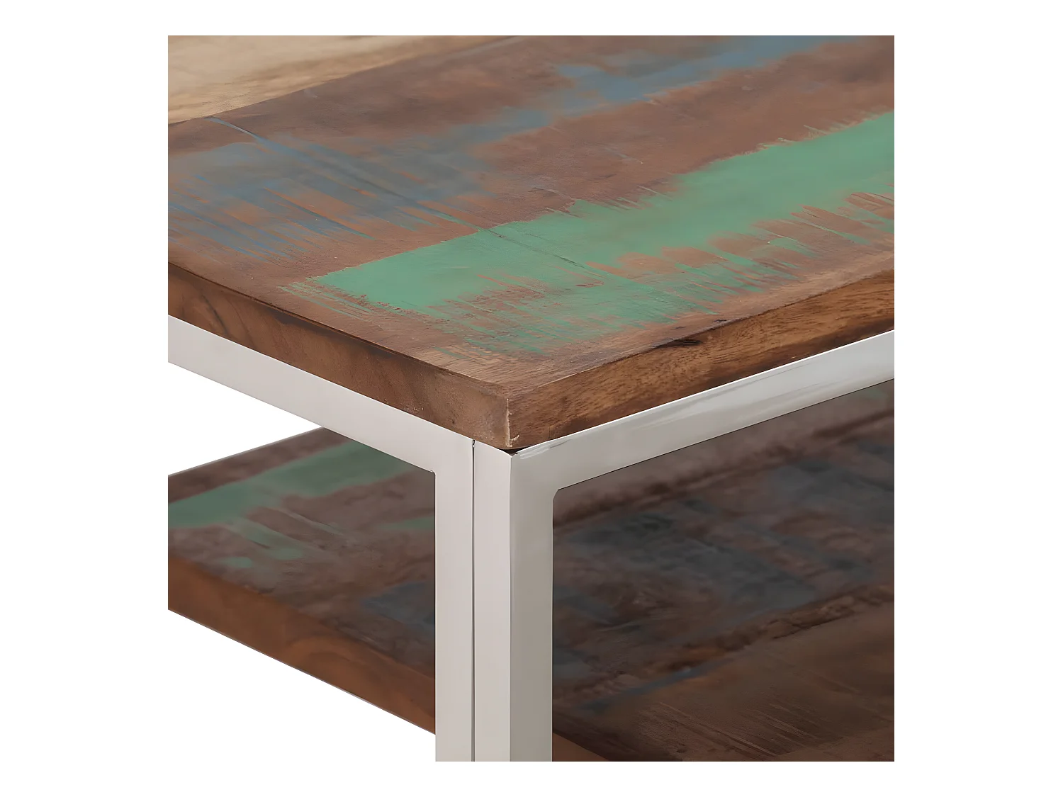 Konsolentisch,Flurtisch Silbern Edelstahl und Altholz Massiv -gkd216581
