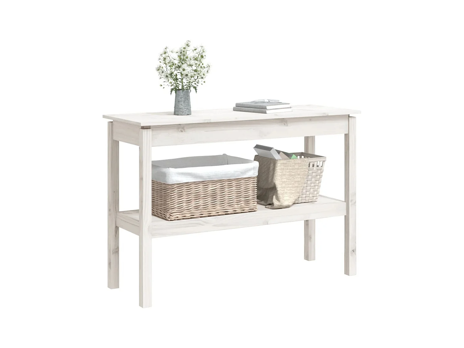 Konsolentisch,Flurtisch Weiß 110x40x75 cm Massivholz Kiefer -gkd756015