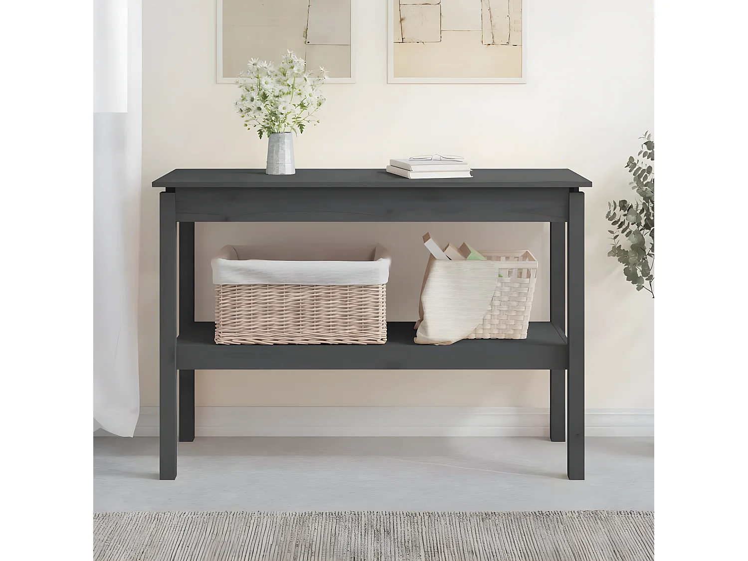 Table console Gris 110x40x75 cm Bois de pin solide GHR79203