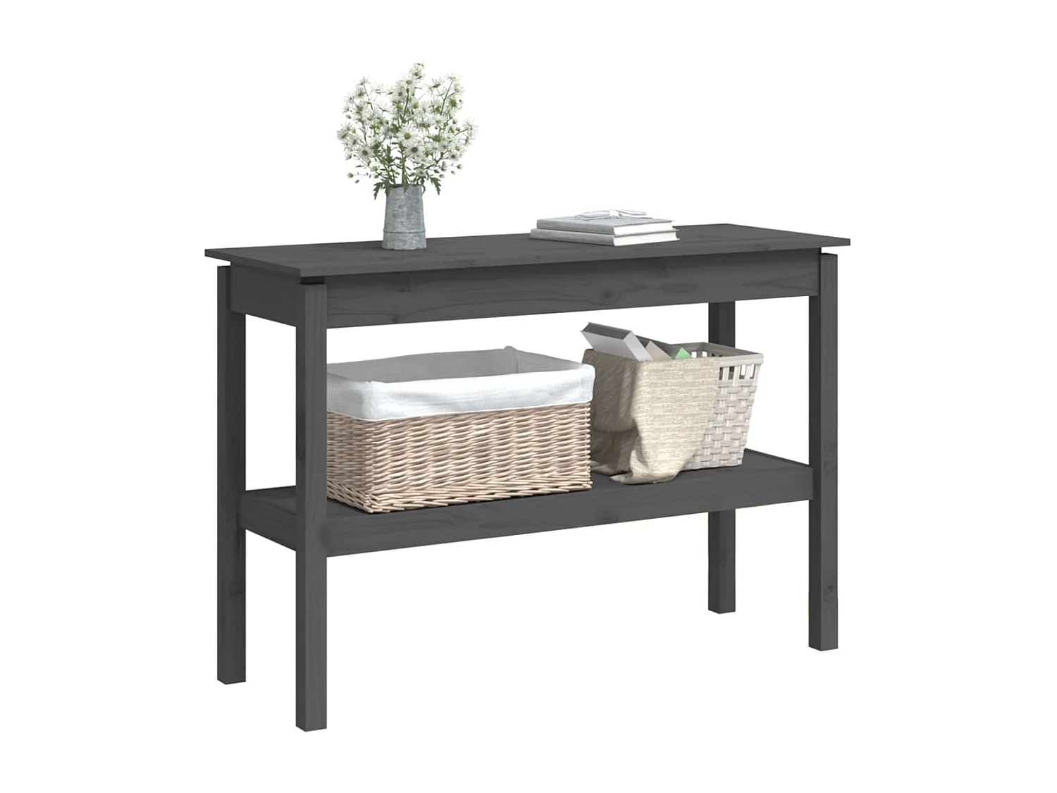 Table console Gris 110x40x75 cm Bois de pin solide GHR79203
