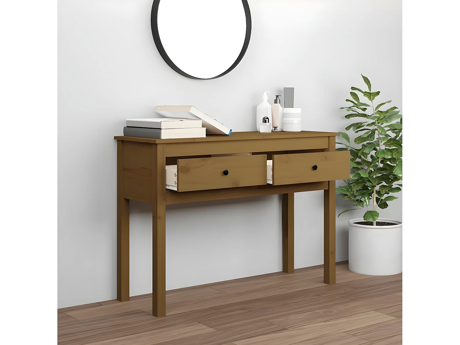 Table console Marron miel 100x35x75 cm Bois massif de pin GHR71095