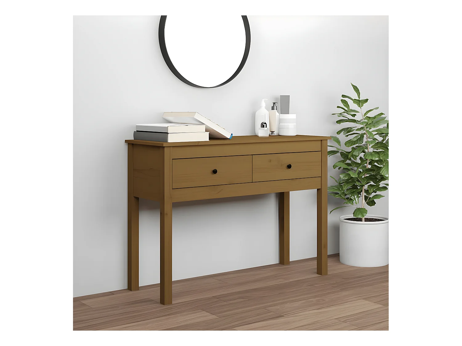 Table console Marron miel 100x35x75 cm Bois massif de pin GHR71095
