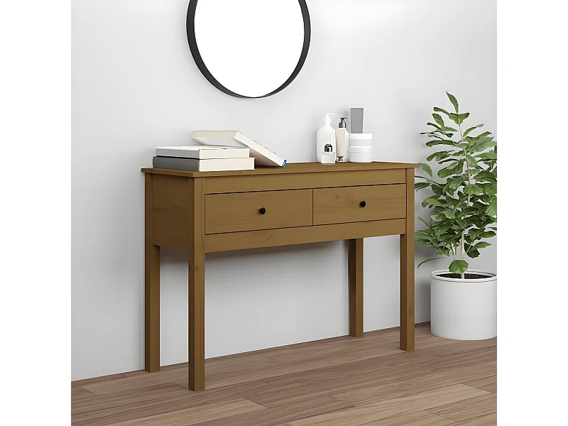 Table console Marron miel 100x35x75 cm Bois massif de pin GHR71095