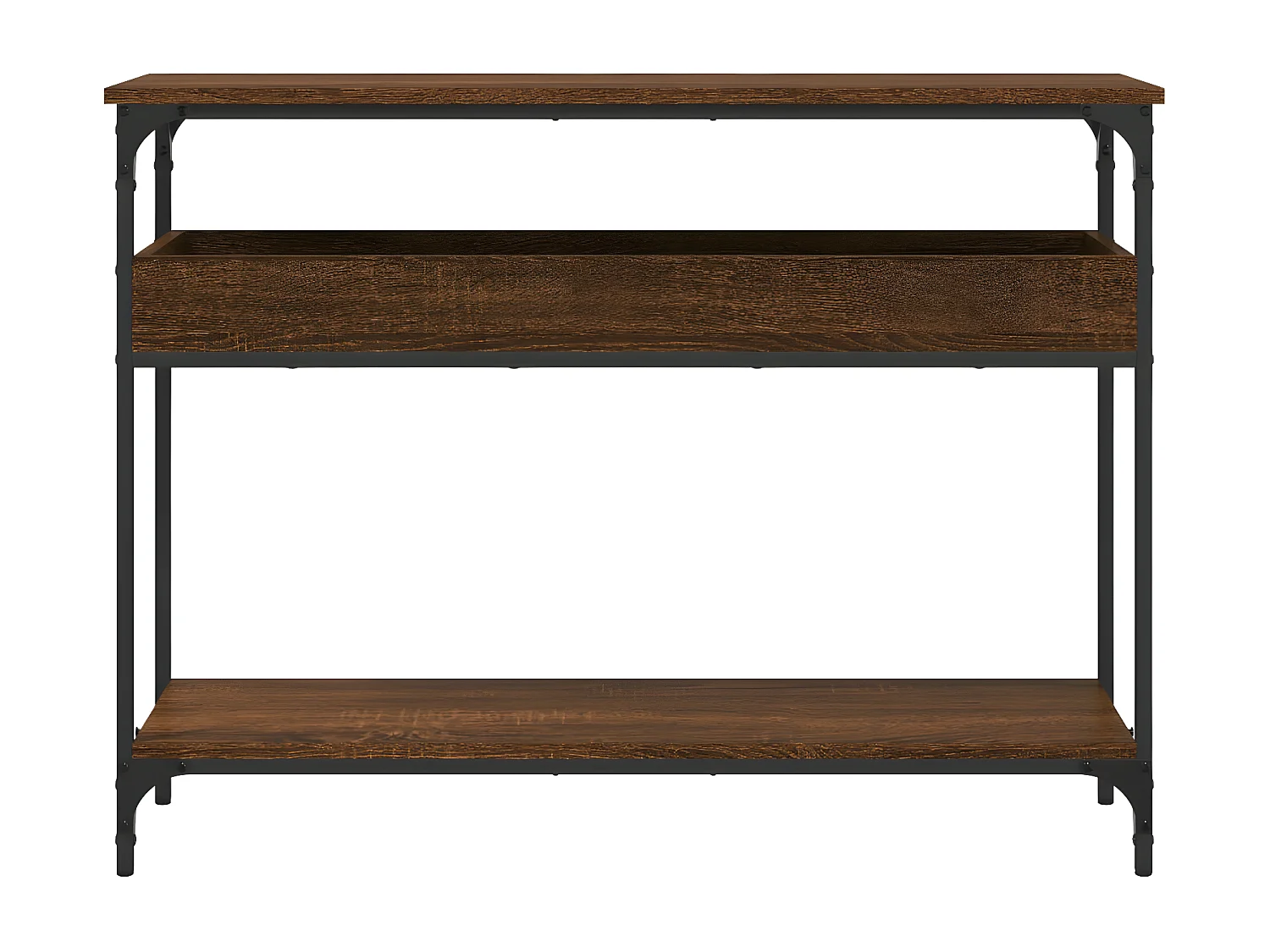 Table console avec étagère chêne marron 100x29x75 cm GHR50047