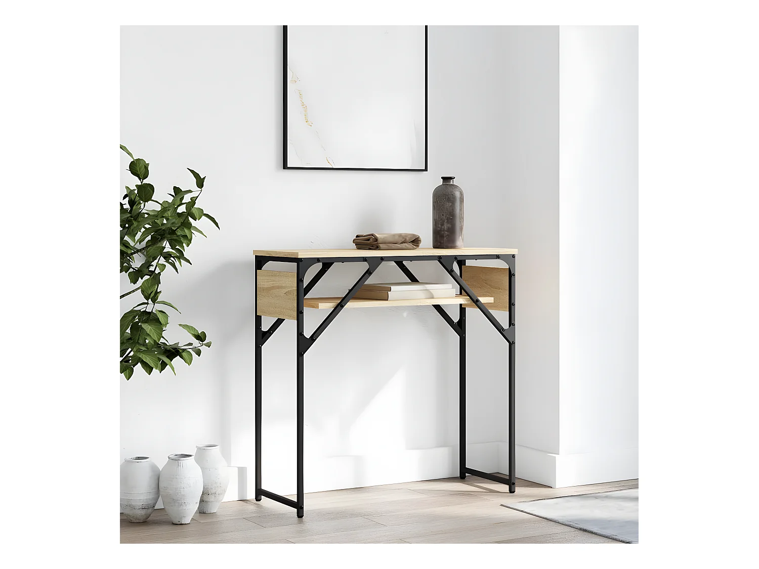 Table console avec étagère chêne sonoma 75x30x75 cm GHR26557