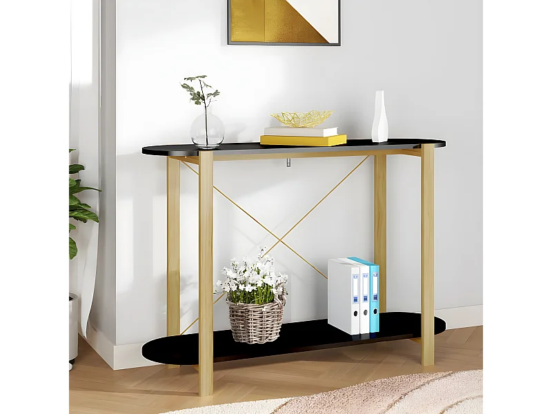 Konsolentisch,Flurtisch Schwarz 110x38x75 cm Holzwerkstoff -gkd909775