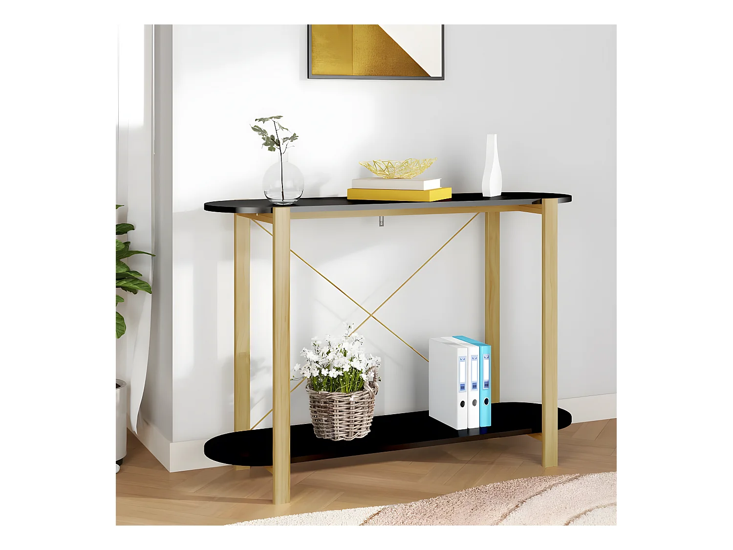 Table console Noir 110x38x75 cm Bois d'ingénierie GHR17101