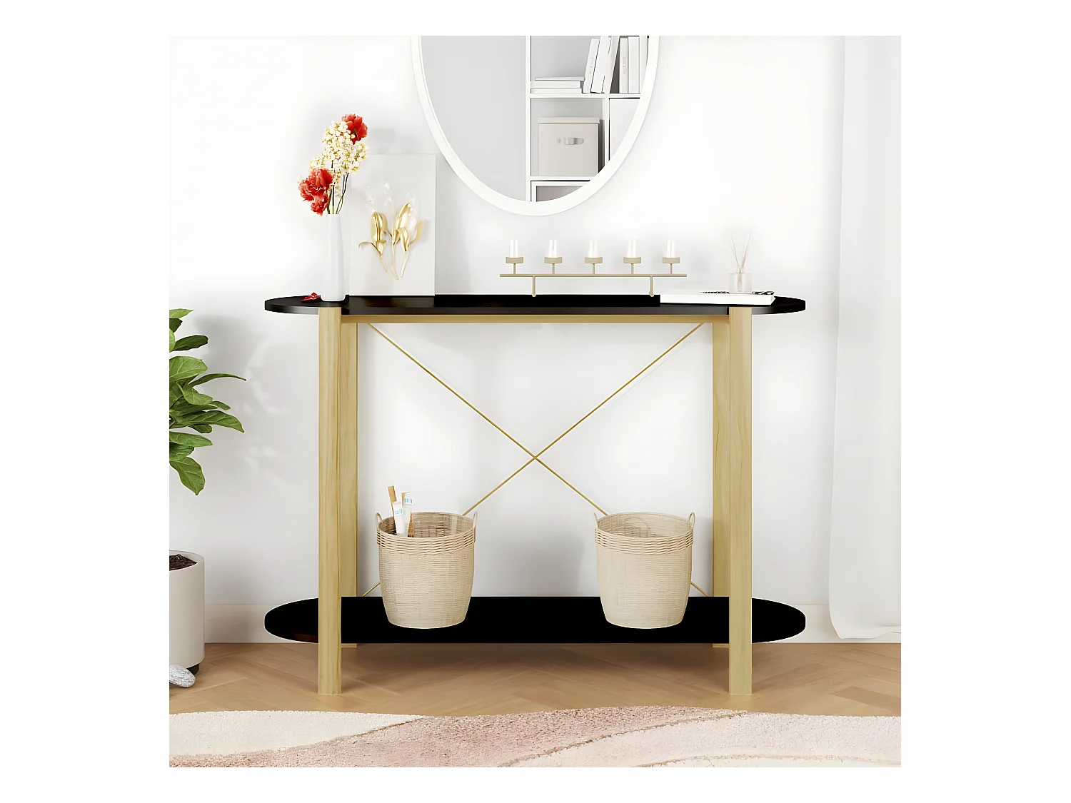 Konsolentisch,Flurtisch Schwarz 110x38x75 cm Holzwerkstoff -gkd909775