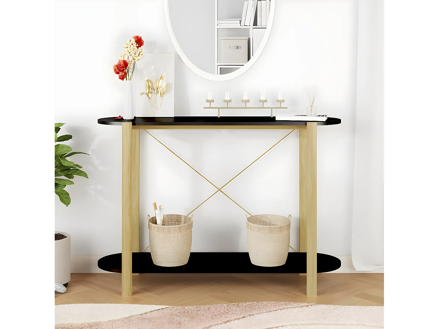 Table console Noir 110x38x75 cm Bois d'ingénierie GHR17101