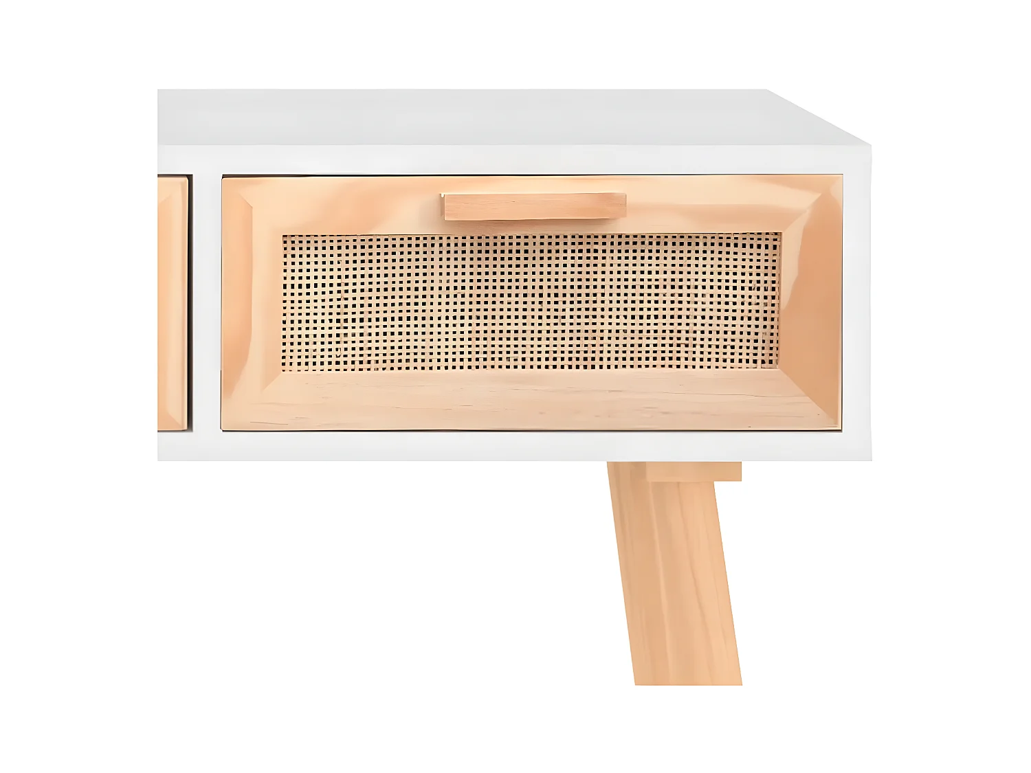 Konsolentisch,Flurtisch Weiß 105x30x75 cm Massivholz Kiefer Natur-Rattan -gkd378016