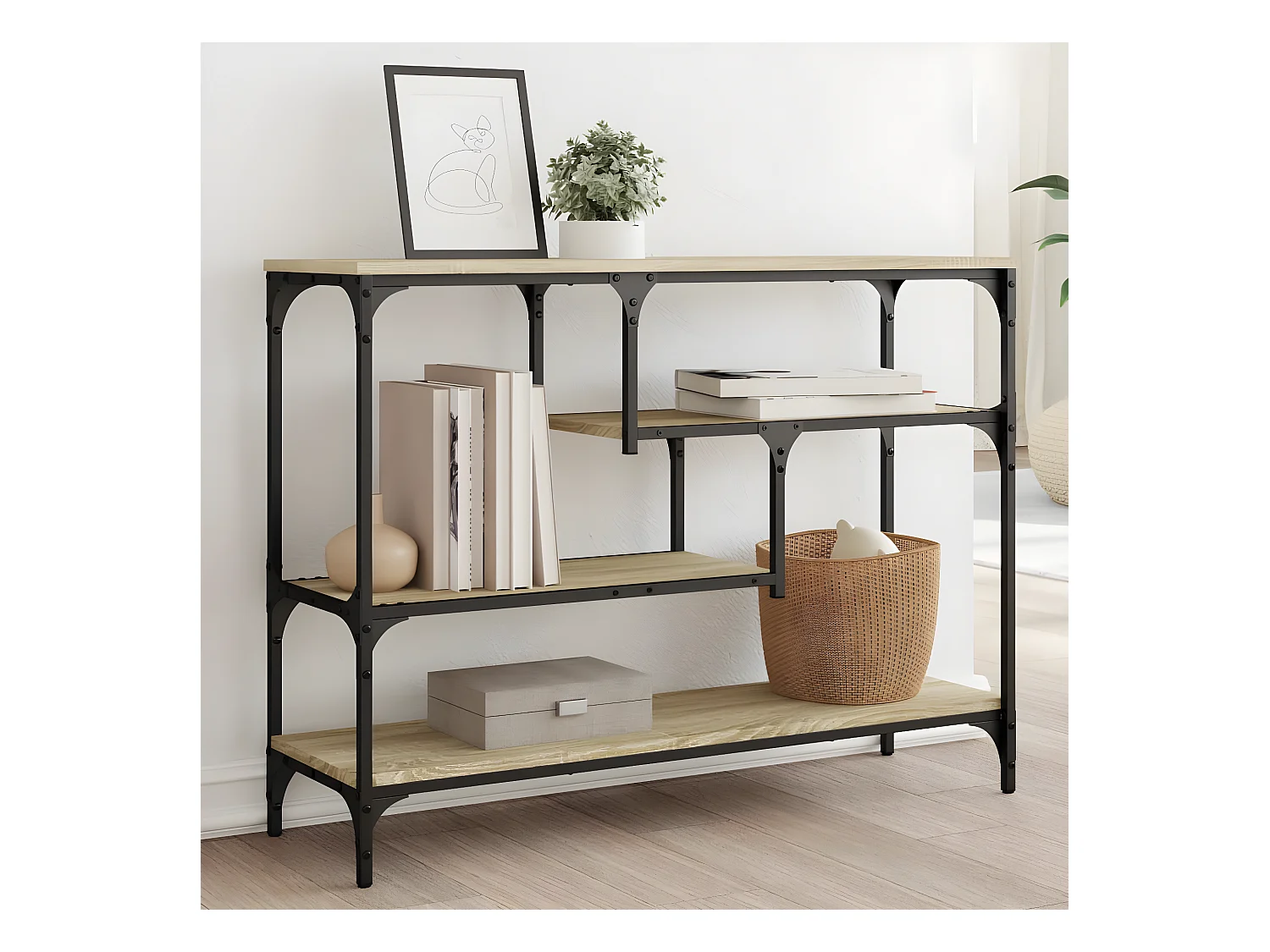 Table console chêne sonoma 100x30x75 cm bois d'ingénierie GHR24753