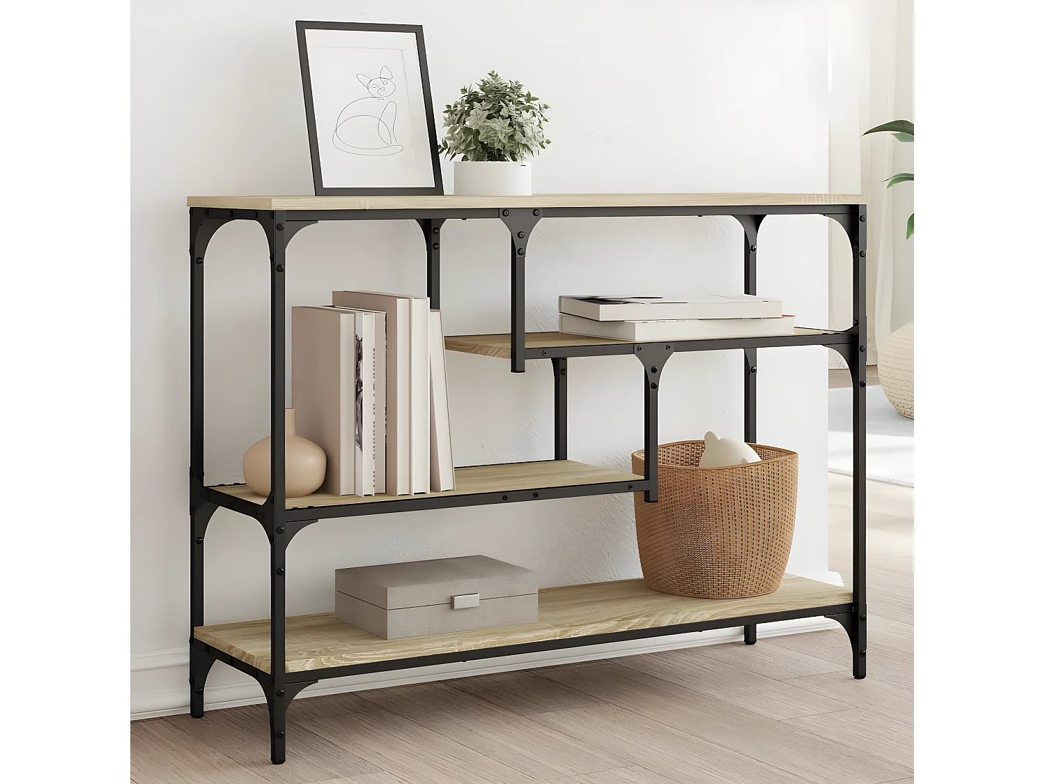 Table console chêne sonoma 100x30x75 cm bois d'ingénierie GHR24753