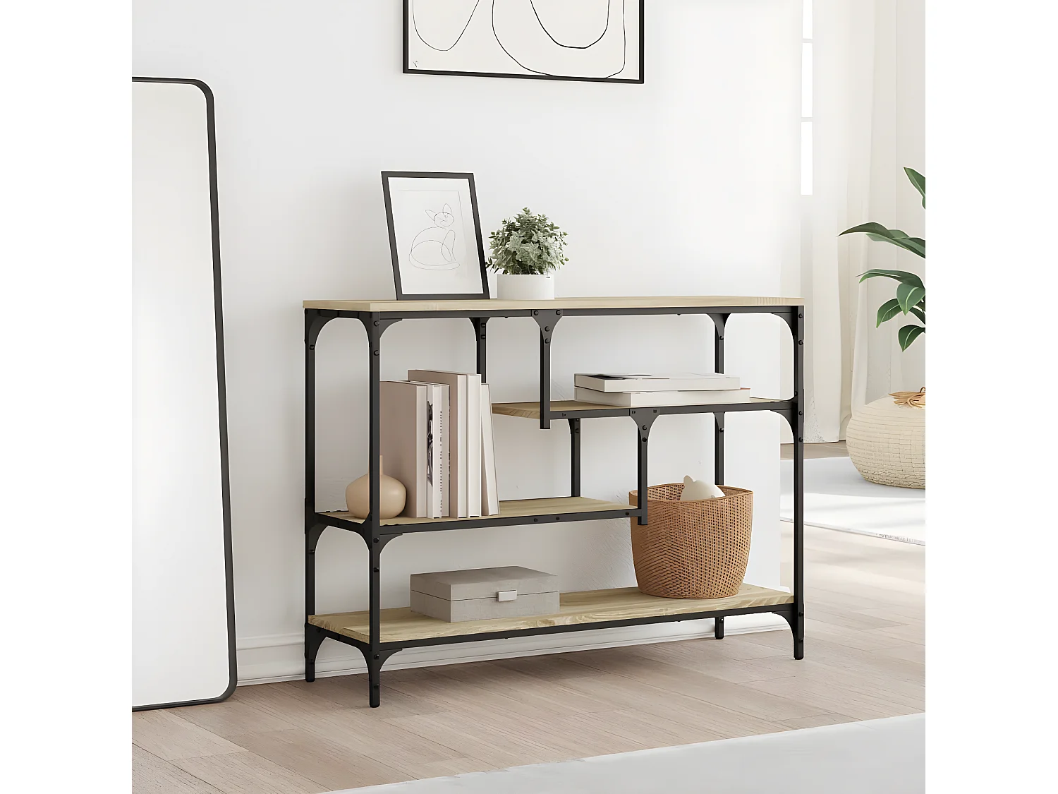 Table console chêne sonoma 100x30x75 cm bois d'ingénierie GHR24753