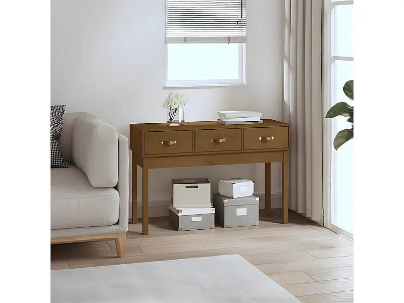 Table console Marron miel 114x40x75 cm Bois massif de pin GHR30254