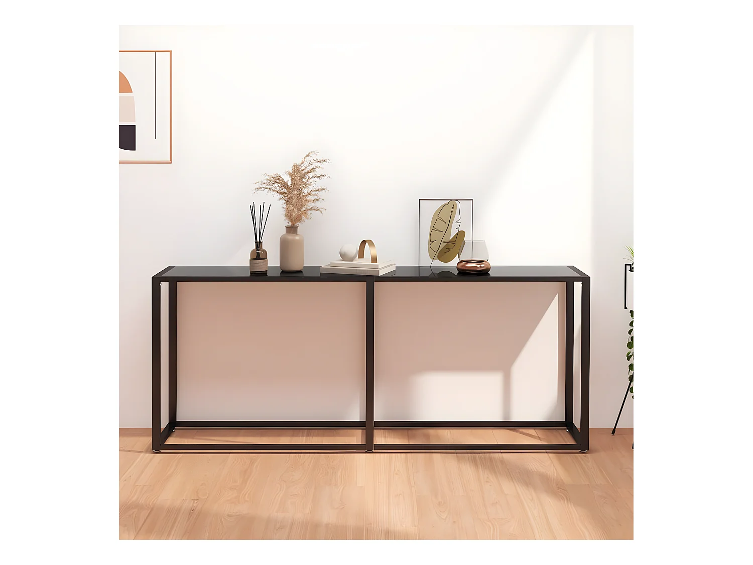 Console Noir 180x35x75,5 cm Verre trempé OFR71375 BonneVie Meuble