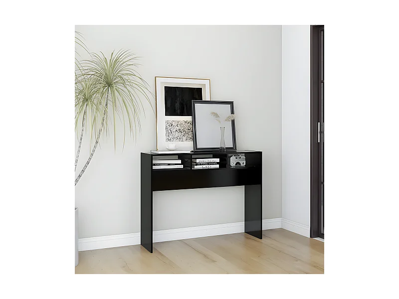 Konsolentisch,Flurtisch Schwarz 105x30x80 cm Holzwerkstoff -gkd742214