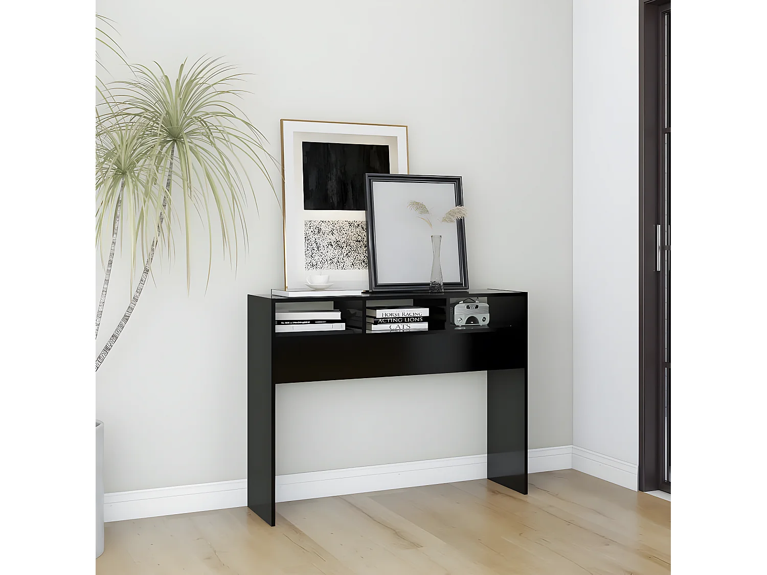 Wandtafel 105x30x80 cm bewerkt hout zwart NL941245