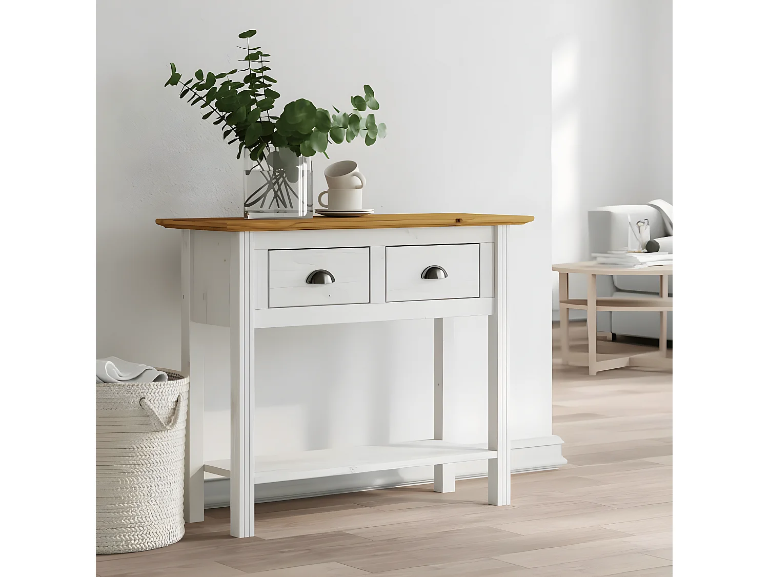 Table console BODO marron 90x34,5x73 cm bois de pin massif GHR90904