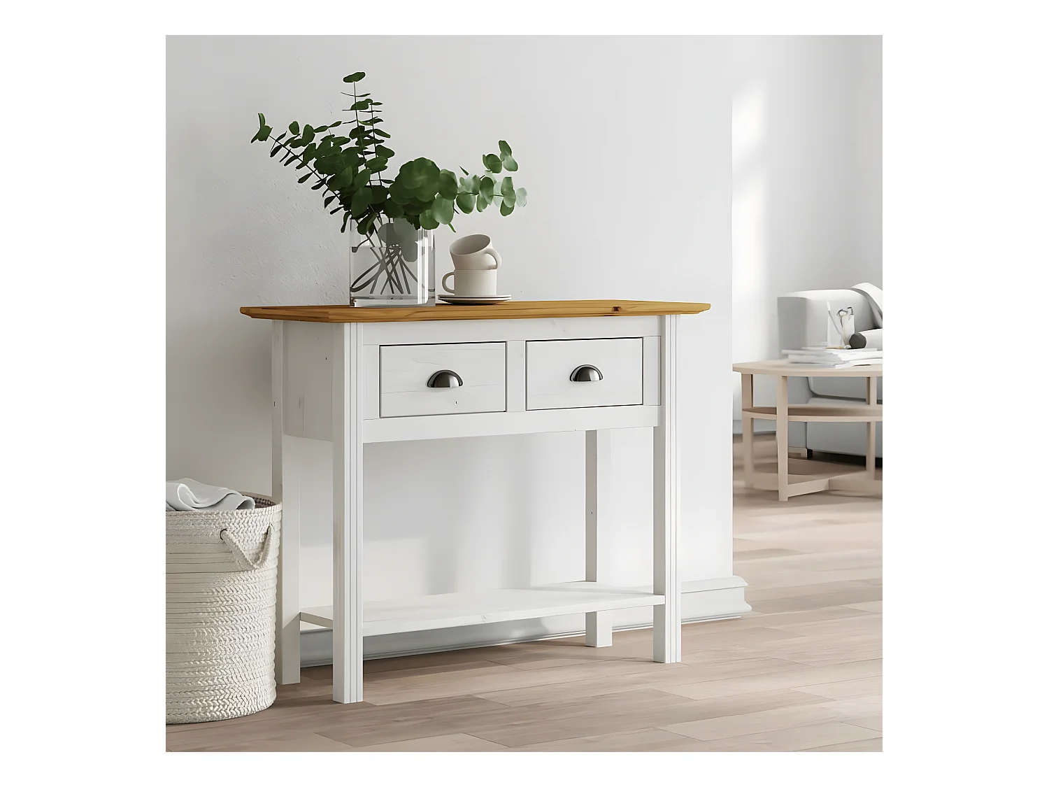 Konsolentisch,Flurtisch BODO Braun 90x34,5x73 cm Massivholz Kiefer -gkd78687