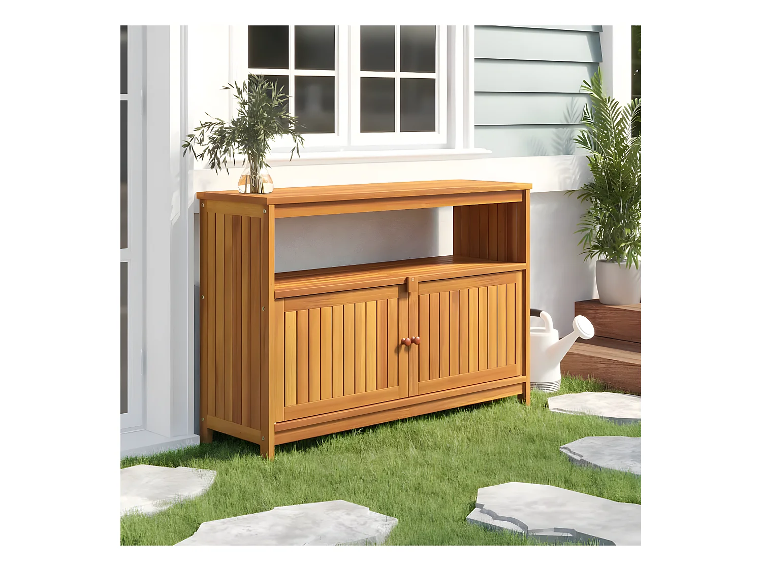 Table console de jardin 110x35x75 cm bois massif d'acacia GHR88461