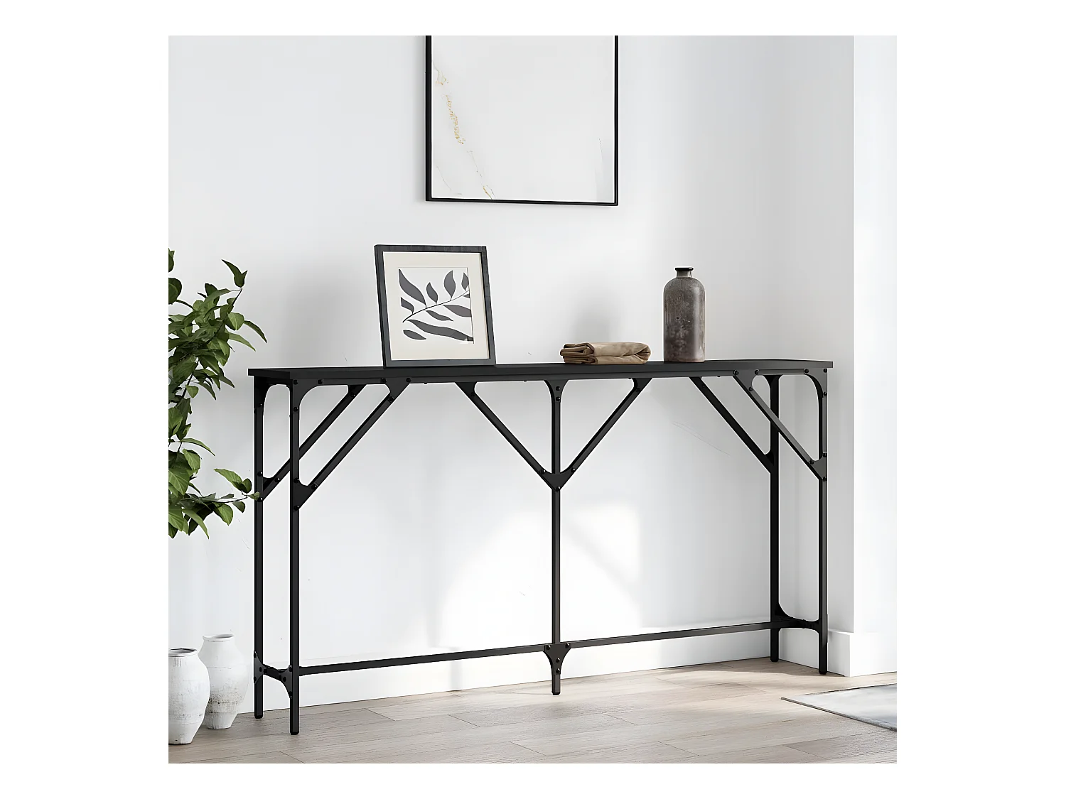 Table console noir 140x23x75 cm bois d'ingénierie GHR88897
