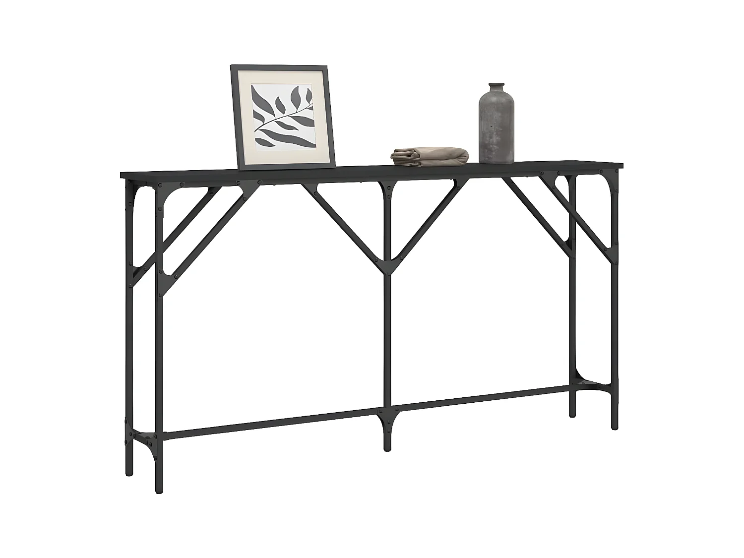 Konsolentisch,Flurtisch Schwarz 140x23x75 cm Holzwerkstoff -gkd792482