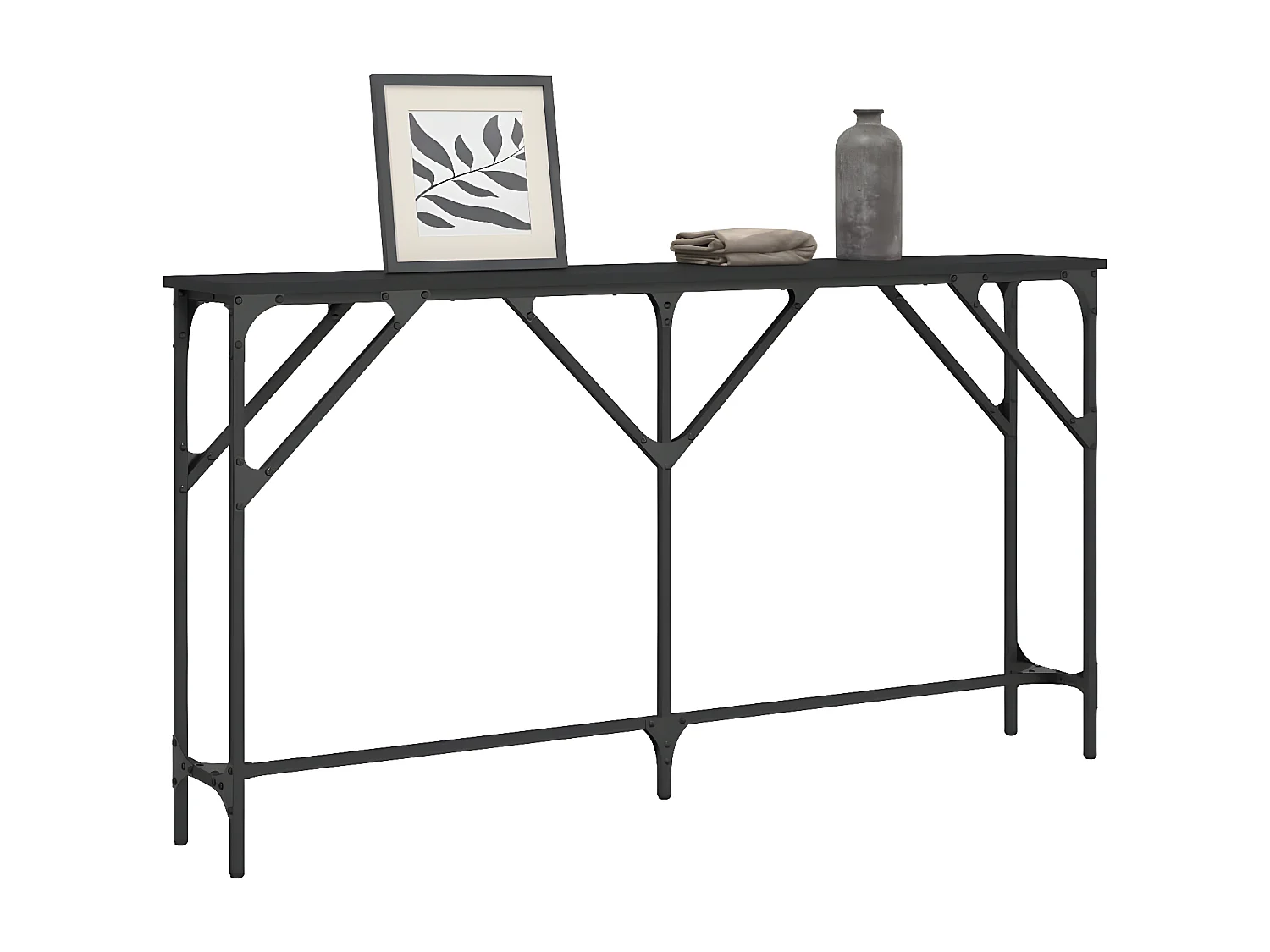 Mesa consola madera de ingeniería negro 140x23x75 cm ES108249