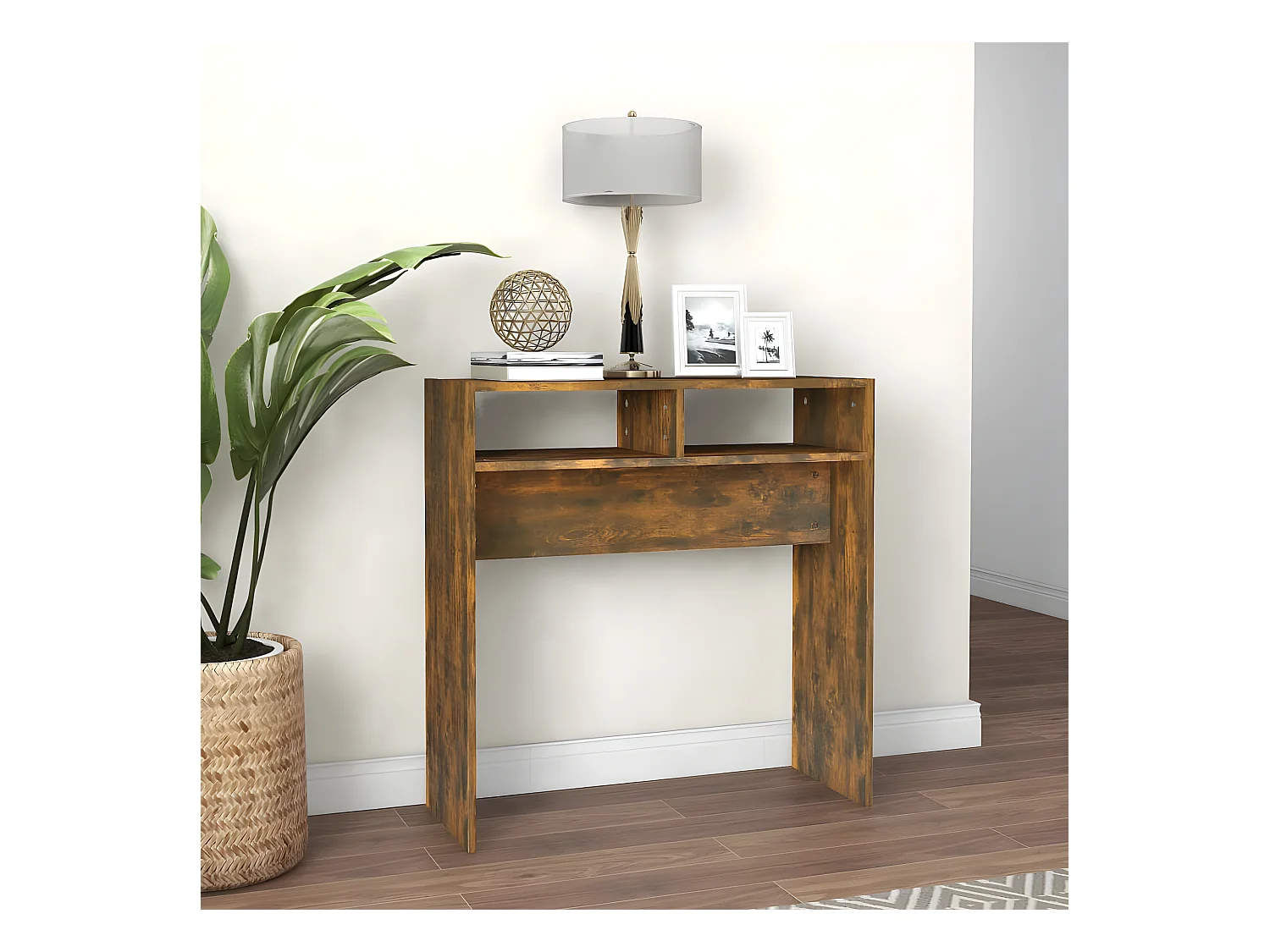 Table console Chêne fumé 78x30x80 cm Bois d'ingénierie GHR27281