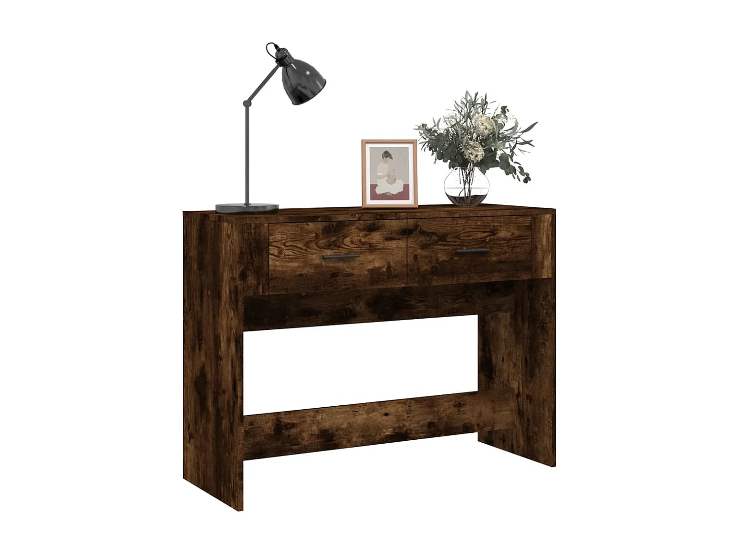 Table console Chêne fumé 100x39x75 cm Bois d'ingénierie GHR95533