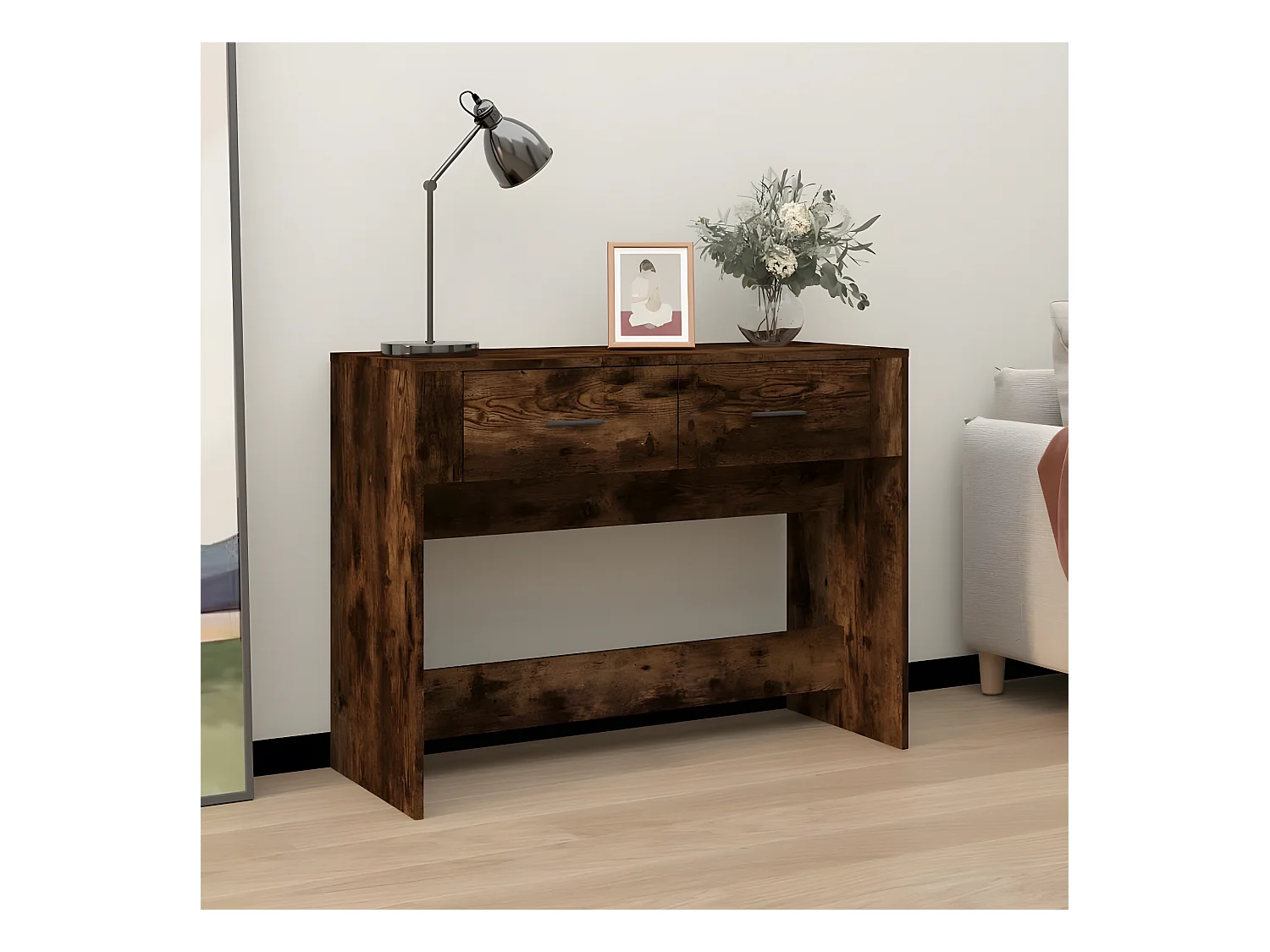Table console Chêne fumé 100x39x75 cm Bois d'ingénierie GHR95533