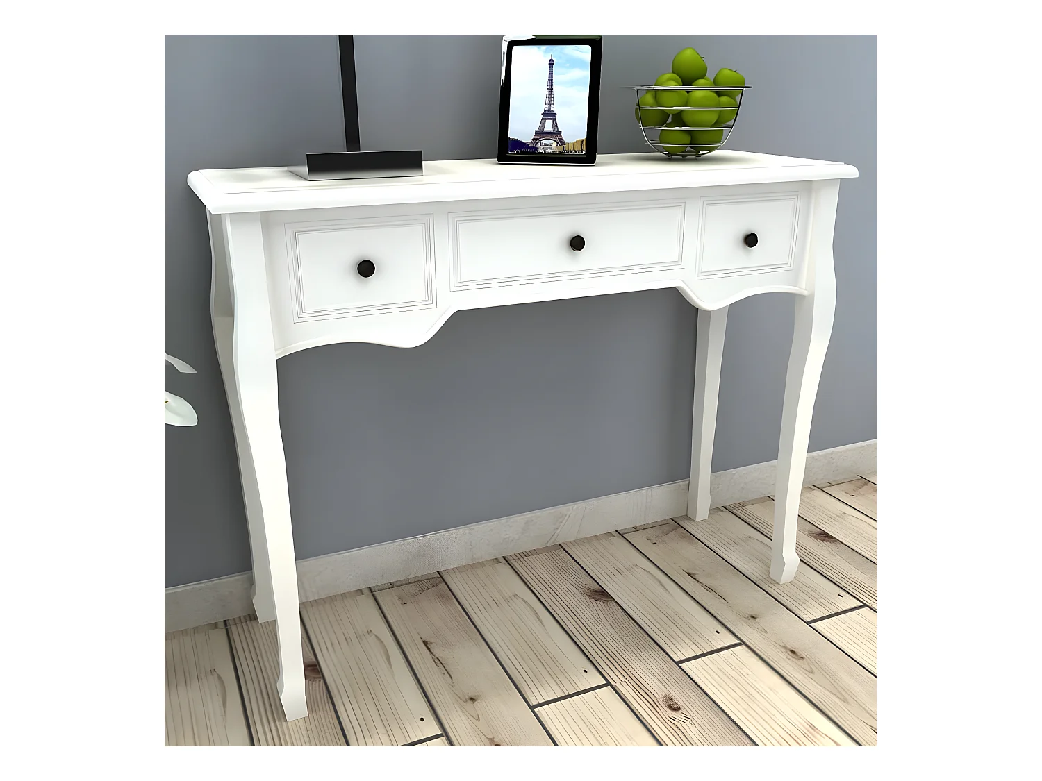 Table de console et coiffeuse avec 3 tiroirs Blanc GHR20877