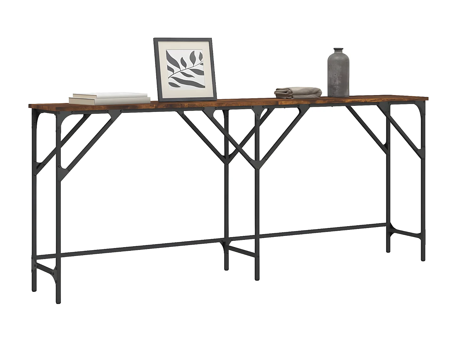 Table console chêne fumé 180x29x75 cm bois d'ingénierie GHR69875